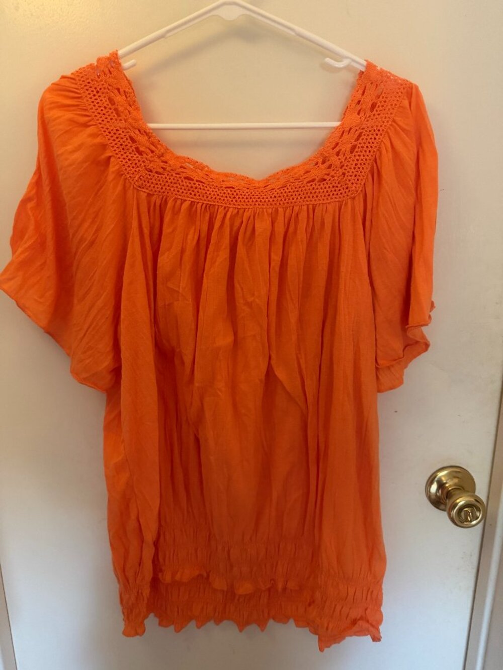 Faded Glory Bright Orange Peasant Blouse W 3x